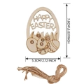 Wooden Happy Easter basket hanging decoration with engraved eggs and natural jute rope - Patterned Egg 2 / 10 Pieces Pack