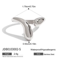 Waterproof silver teardrop ring in polished stainless steel with organic liquid design - Waterdrop Wave / Silver