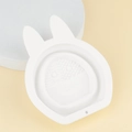 White rabbit-shaped silicone makeup brush cleaning mat with textured surface - White