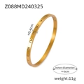 Brazalete de acero de titanio dorado pulido con números romanos y ancho de 0,4 cm - Brazalete de Números Romanos en Oro