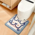 U-shaped plush bathroom rug with colorful cartoon design for toilet base protection - Heartbeat Rabbit / Toilet Mat 50*55cm