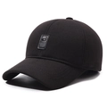 Men's winter black baseball cap with plush lining and leather B logo patch - Adjustable / Black