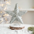 Cimier de sapin étoile argentée scintillante avec support à ressort pour décoration - 20cm Argent