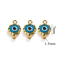 7mm gold 18K plated stainless steel blue enamel devil eye connector charm for DIY - Double Hole / Gold-Sky Blue