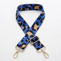 Blue leopard print bag strap with golden metal hooks and adjustable nylon webbing - No.188
