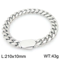 Silver Cuban link bracelet in 210mm length with a flat plug buckle and polished finish - Silver Bracelet