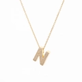 Elegant gold letter N pendant necklace with sparkling cubic zirconia on a thin chain - Letter N