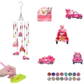 DIY Valentine's Day diamond painting wind chime kit with pink hearts and truck design - Envelope Truck Style