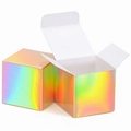 Holographic cube paper box with rainbow gradient finish for party favors and gifts - Holographic Gold