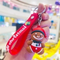 Portachiavi natalizio a forma di omino di pan di zenzero con cinturino in silicone rosso - Omino di pan di zenzero