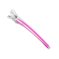 Transparent plastic hair clip with a vibrant pink stripe on top for styling - Pink