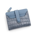 Portafoglio corto da donna vintage con trama a coccodrillo e scomparti per carte e monete - Blu