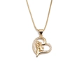 Golden heart necklace for Mother's Day with mother and child portrait and crystal inlay - Mother and Child with Flower Heart (CN001171)