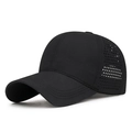 Lightweight black breathable hiking baseball cap with laser-cut ventilation holes - Adjustable / Black