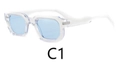 Classic square sunglasses with transparent frame and light blue lenses in C1 color - C1 Transparent Frame Light Blue Lens