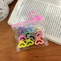 Colorful heart hair clips set in macaron shades with transparent zipper bag and pink hook - Heart Shape