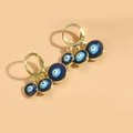 Orecchini a cerchio dorati con ciondoli Evil Eye Nazar blu dal design minimalista - Occhio tondo