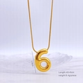 Collier avec pendentif chiffre 6 ballon doré en acier inoxydable chaîne de 40+6cm - Chiffre 6
