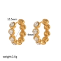 18k vergoldete Edelstahl-Ohrringe mit Zirkonia und Perlen Abmessungen und Gewicht - Strukturierte Zirkonia Goldene Ohrmanschetten (TE60658-WT)