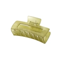 Macro view of a rectangular matte green hair claw clip with metal spring detail - #23 Glossy Jelly Olive Green
