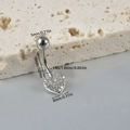 Stainless steel belly button ring featuring a heart-shaped clear zircon and top metal ball - Heart Full Drill / 1.6x10mm(14G)