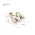 Polished stainless steel letter M pendant charm for DIY jewelry making and crafts - Letter M / Steel