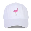 Berretto da baseball in cotone bianco con ricamo a fenicottero rosa e visiera parasole - Bianco