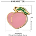 Detailed dimensions of pink enamel peach pendant made of stainless steel with gold edges - Peach