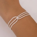 Minimalist silver woven layered necklace with three interlocking chains for a textured look - Bracelet (2301) / Silver