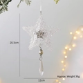 White star Christmas ornament with pearl and crystal pendant, 20.5cm festive decor - Hollow White Star