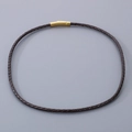 Bracelet en cuir tressé marron foncé avec fermoir magnétique doré pour hommes et femmes - Style B-3.5mm Cordon Marron-Fermoir Or-Collier