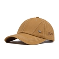 Khaki washed cotton baseball cap with side freestyle embroidery and metal badge accent - Khaki