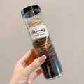Elastic hair ties in beige to dark brown gradient packed in an Aromatic cylinder - 100 Pcs Jar / 7# Black + Coffee + Brown + Light Coffee + Beige