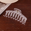 Macro shot of a large transparent plastic hair claw with hollow keel design and metal spring - Glossy Transparent 11cm