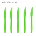 Set of 10 green plastic knives for pixel-themed parties, 16.1x3cm disposable cutlery - Fruit Green Knives
