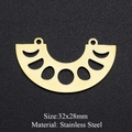 Detailed view of a 32x28mm golden stainless steel moon phase fan pendant for DIY jewelry - Gold Half Moon Phase (32x28mm)