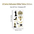 Tatouage temporaire Halloween pailleté doré motifs citrouilles et chauves-souris - Combo Sorcière & Citrouille (JE-009)