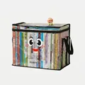 Large black foldable storage bag with transparent PVC for student books and organization - Large / Black Smiley Face