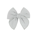 Classic light grey cotton linen fabric bow hair clip for children on white background - Light Gray