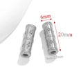 Silver stainless steel cylindrical bead with star embossment, size 6x20mm with 2.5mm hole - Star Pattern Cylinder / Steel