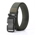 Army green tactical nylon belt for men with a black automatic metal buckle and woven texture - Army Green