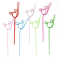 Set of colorful creative Mickey-shaped plastic straws in various vibrant artistic colors - Mickey Rose Red