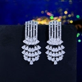 Elegant s925 silver fringe earrings with micro-paved pear-cut cubic zirconia crystals - Silver (S925 Silver Needle)