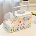 Ambulance style medical storage box in white and blue with handle and DIY stickers - With Stickers & 3D Charms / Blue Ambulance Medicine Box