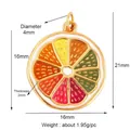 Miniature colorful citrus slice pendant charm with gold metal edge for DIY jewelry - Citrus Slice (M157588)