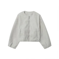 Chaqueta gris claro para mujer con cuello redondo, cremallera y puños elásticos - XS / Gris claro