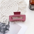 Detail of matte dark rose pink square hair claw clip on a stylish white woven coaster - Medium Matte Square Claw-Wine Red