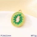Golden stainless steel kiwi fruit slice pendant charm with green enamel finish 14x11mm - Kiwi Slice (KLJ10748-ZLA)