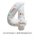 Ballon chiffre 4 en aluminium blanc 32 pouces avec imprimé Happy Birthday coloré - Chiffre 4 / 50 Pièces / Blanc