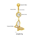 Detaillierte Größenangabe für goldenes Schmetterling-Bauchnabelpiercing mit Anhängern - 24062702-10